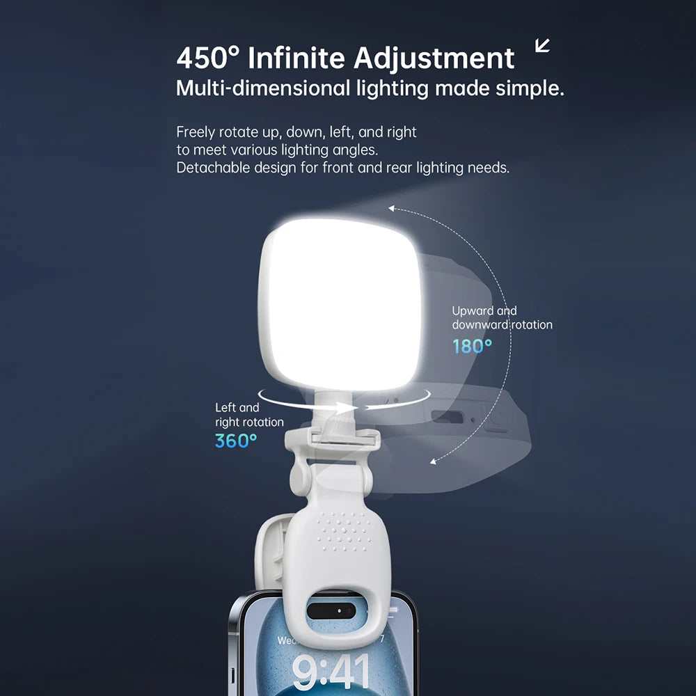 Portable LED Selfie Light Camera Mini Fill Light Rechargeable Phone Night Lights USB Clamp Lamp for Laptop Tablet Tiktok Video