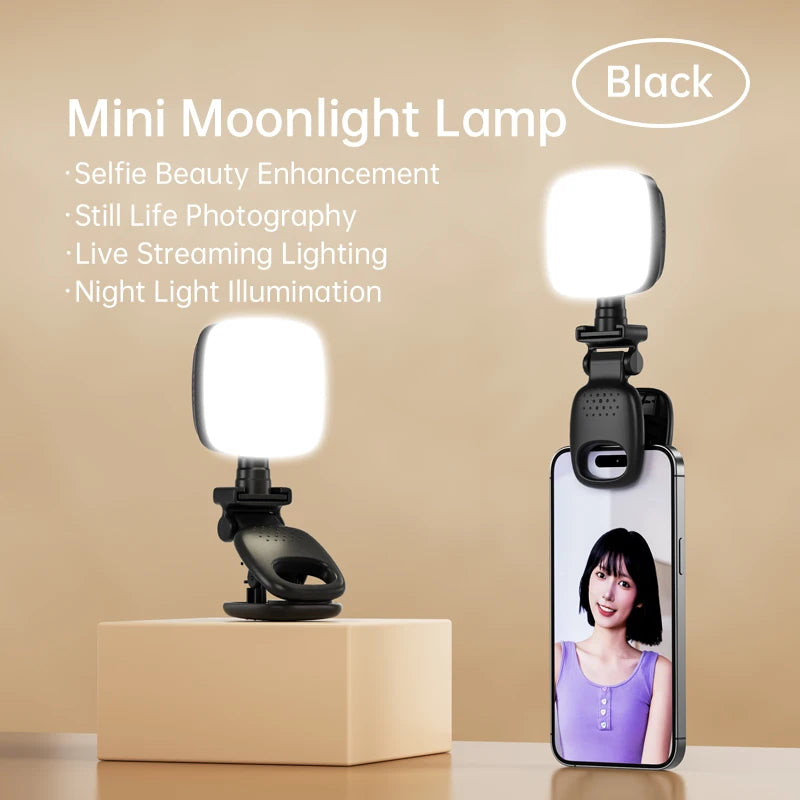 Portable LED Selfie Light Camera Mini Fill Light Rechargeable Phone Night Lights USB Clamp Lamp for Laptop Tablet Tiktok Video