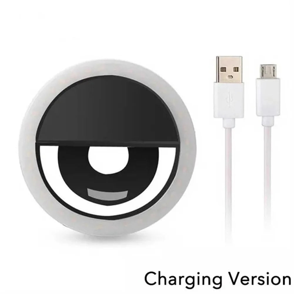 USB Charge Led Selfie Ring Light Mobile Phone Lens Lamp Adjustable Live Brightness Portable Rechargeable Selfie Fill Ring Light