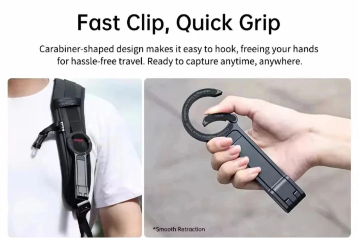 Metal Phone Tripod Carabiner-Mounted for Iphone 16 15 14 13 Portable Dual-Sided Magnetic Tripod Desk Mount Phone Handle Holder