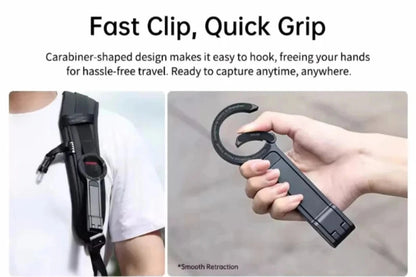 Metal Phone Tripod Carabiner-Mounted for Iphone 16 15 14 13 Portable Dual-Sided Magnetic Tripod Desk Mount Phone Handle Holder