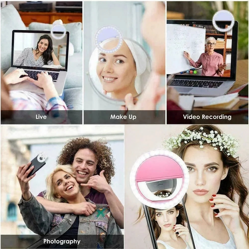USB Charge Led Selfie Ring Light Mobile Phone Lens Lamp Adjustable Live Brightness Portable Rechargeable Selfie Fill Ring Light