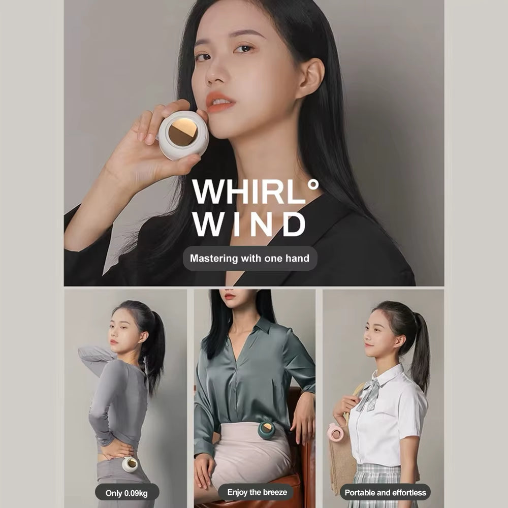 USB Hanging Neck Fan Portable Mute Mini Clip Hanging Waist Electric Fan 900Mah Leafless Fan 3 Speeds for Outdoor Camping Fishing